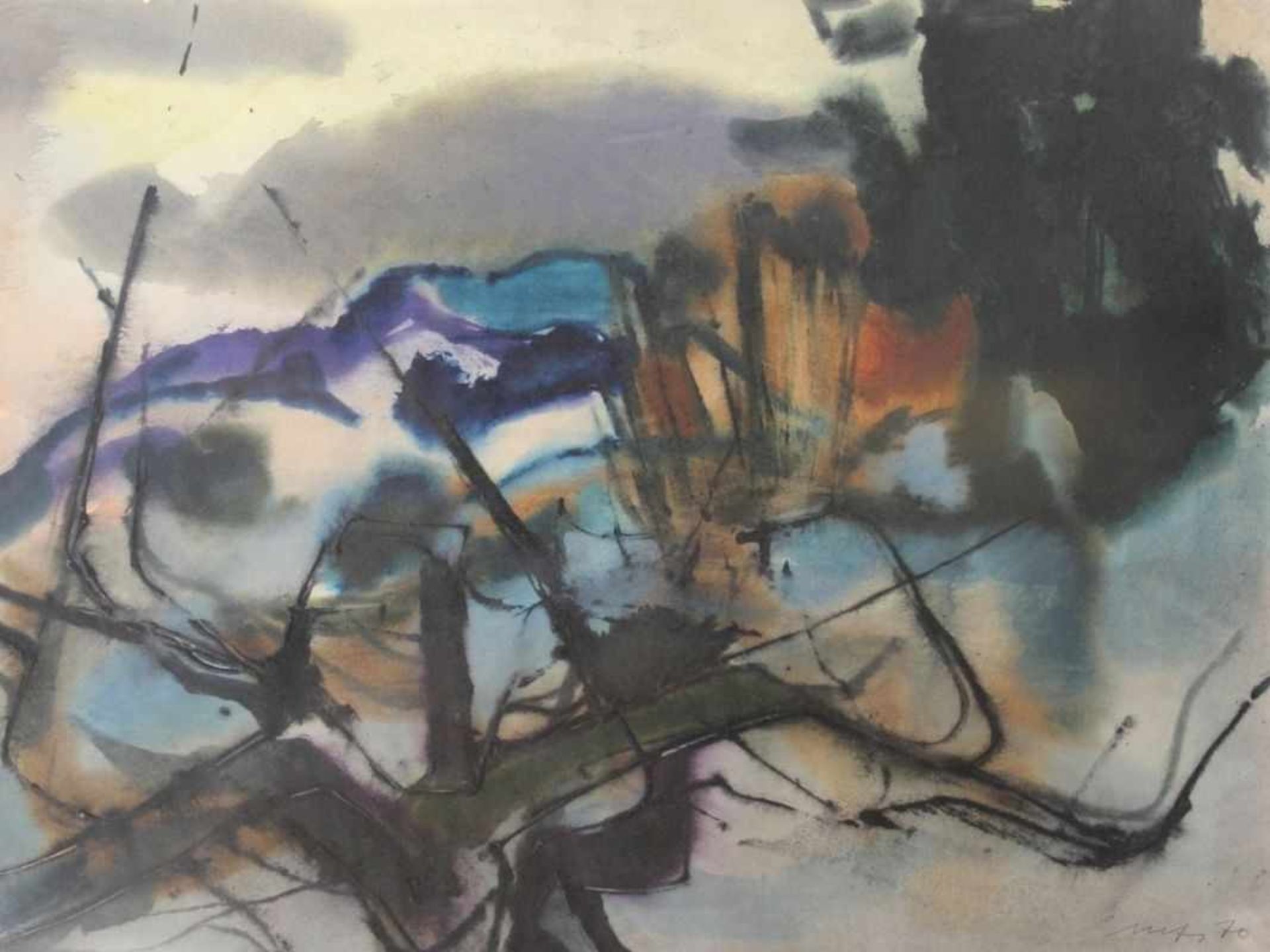 Aquarell - Willi Ulfig (1910 Breslau - 4.2.1983 Regensburg) "Winterlandschaft im bayerischen