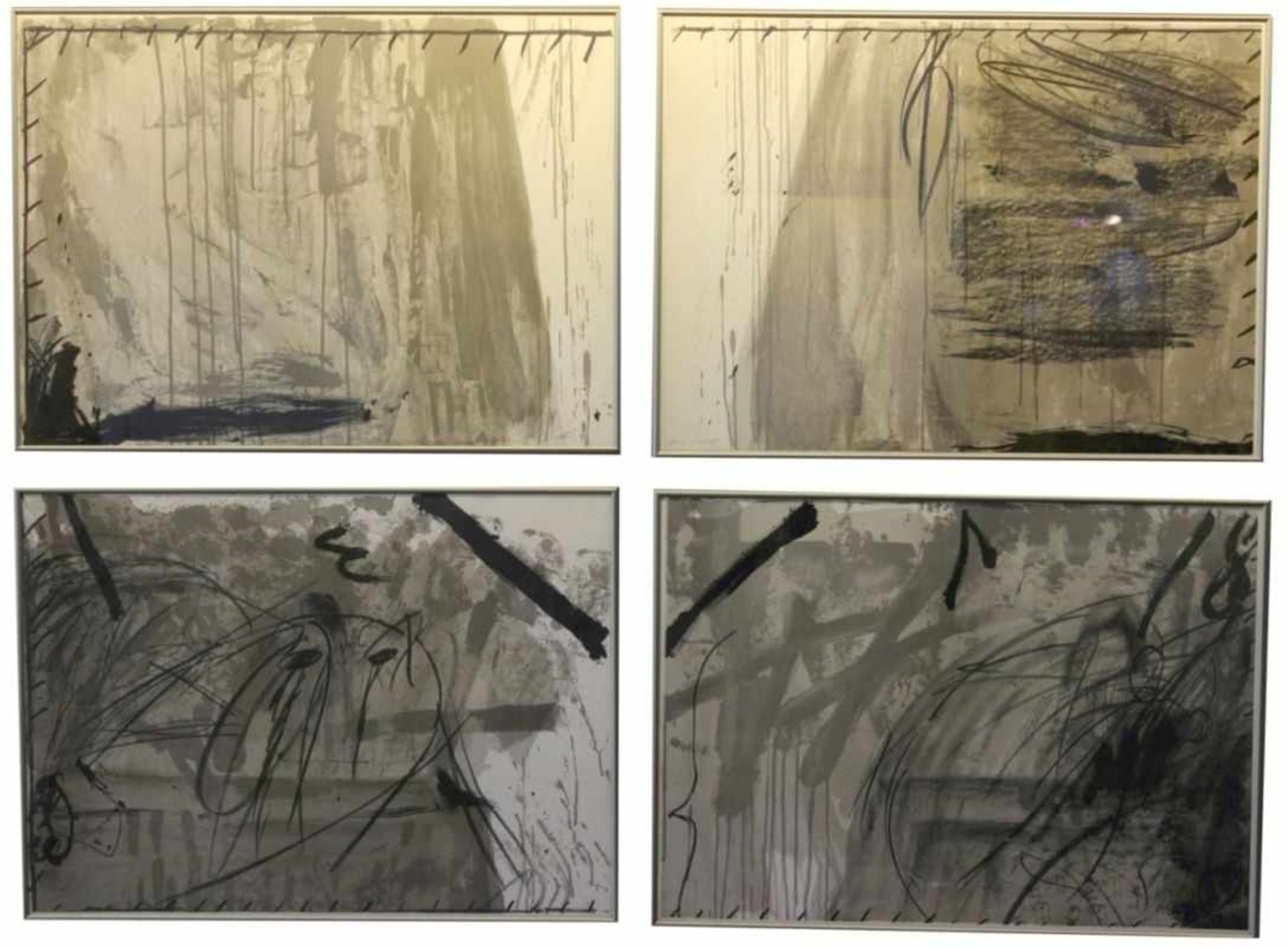 Serie von 4 Lithographien - Antoni Tapies (1923 Barcelona - 2012) "Ohne Titel", 1967, 1 Blatt