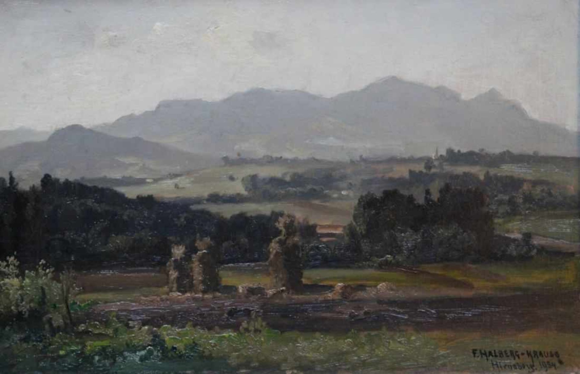 Gemälde - Fritz Halberg-Krauss (1874 Stadtprozelten - 1951 Prien am Chiemsee) "Oberbayerische
