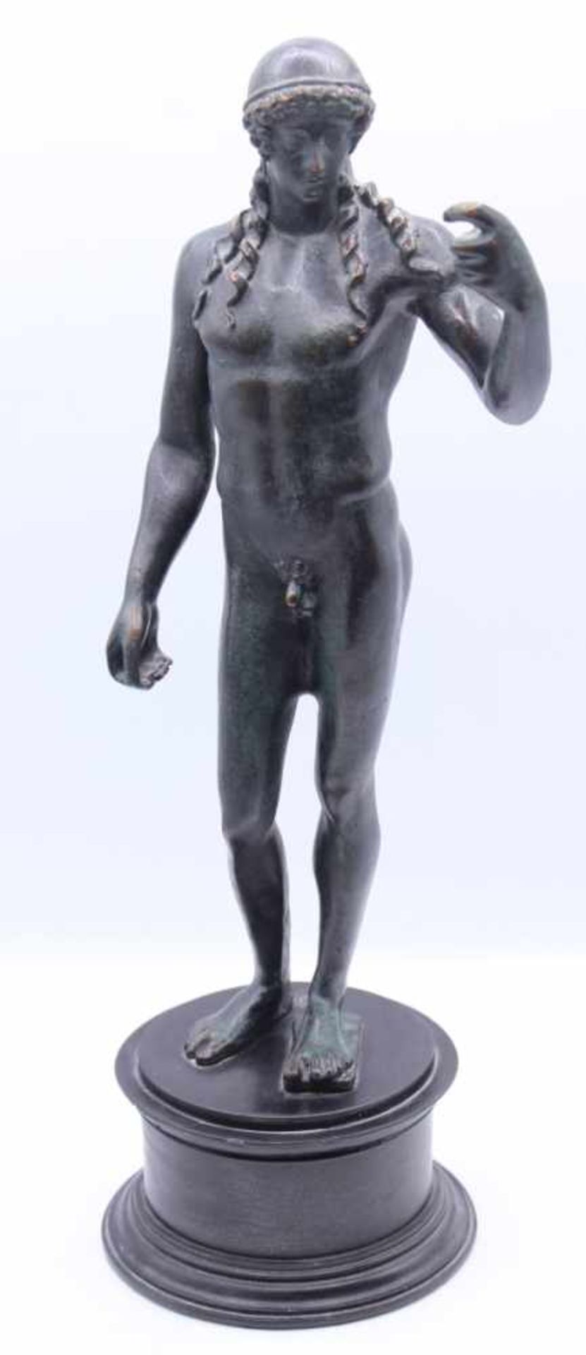 Statuette - nach griechischem Vorbild des 1.Jahrhunderts " Apollo ", Kupferlegierung, Marke