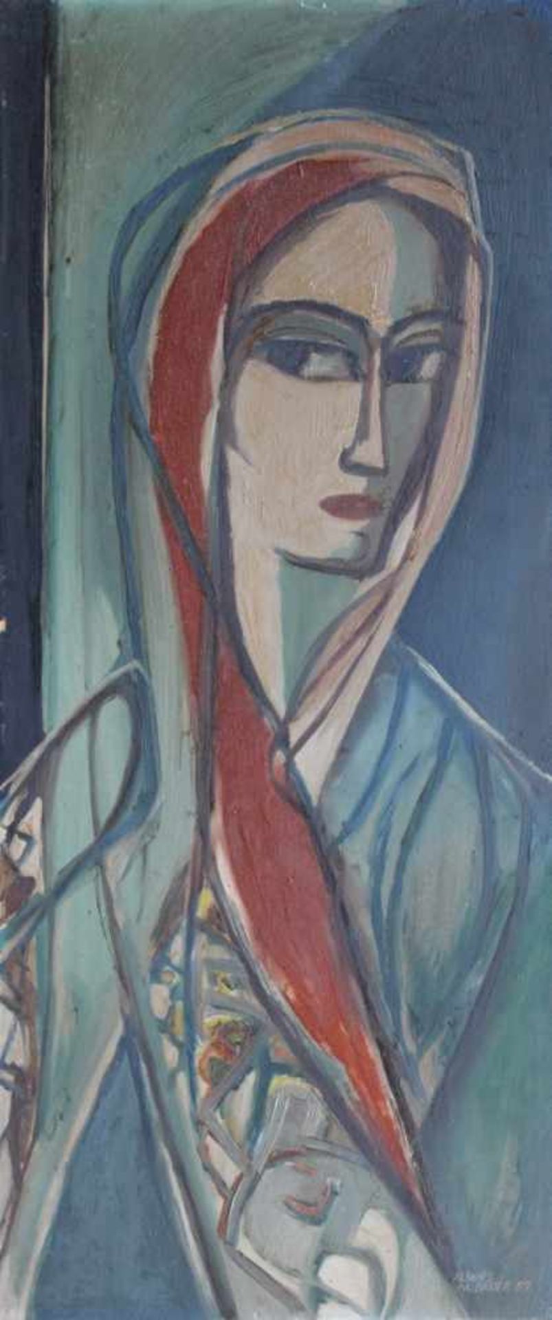 Gemälde - Alfons Maria Bauer (1912 Arrach bei Falkenstein) " Damenbildnis ", r.u.signiert und