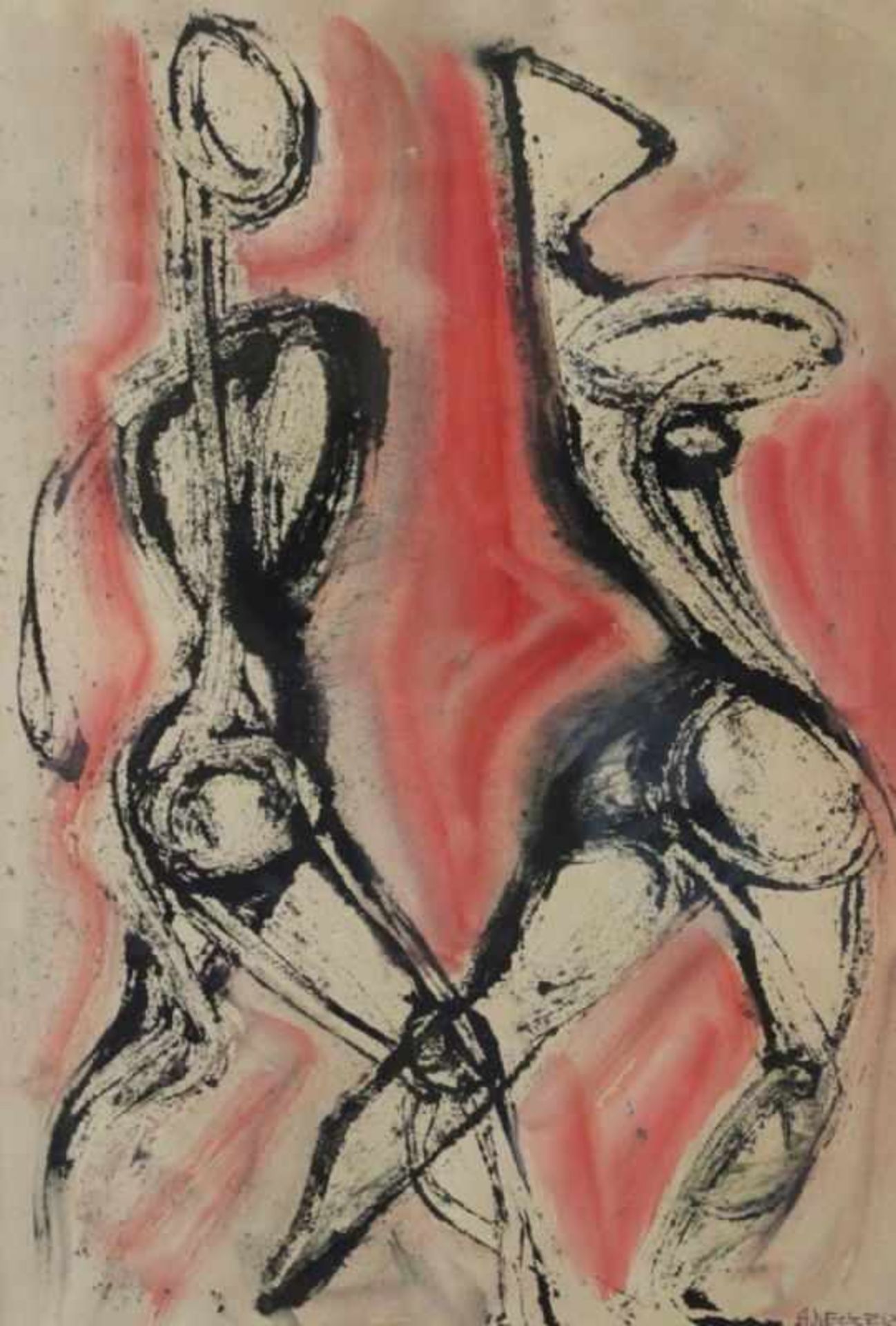 Mischtechnik - Anja DECKER (Berlin 1908-1995 München) "Figurale Komposition", r.u. signiert,