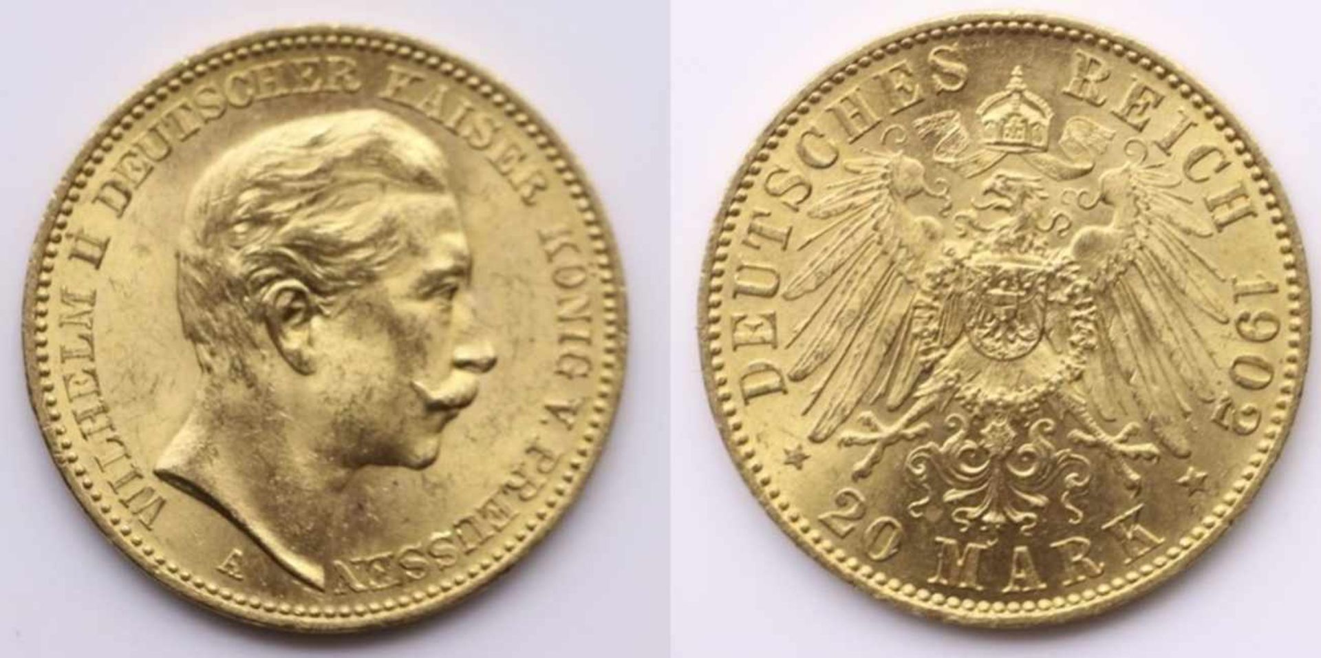 Goldmünze - Deutsches Reich - 20 Mark 1902 A, Wilhelm II, Kaiser von Preussen, ca. 7,98 Gramm