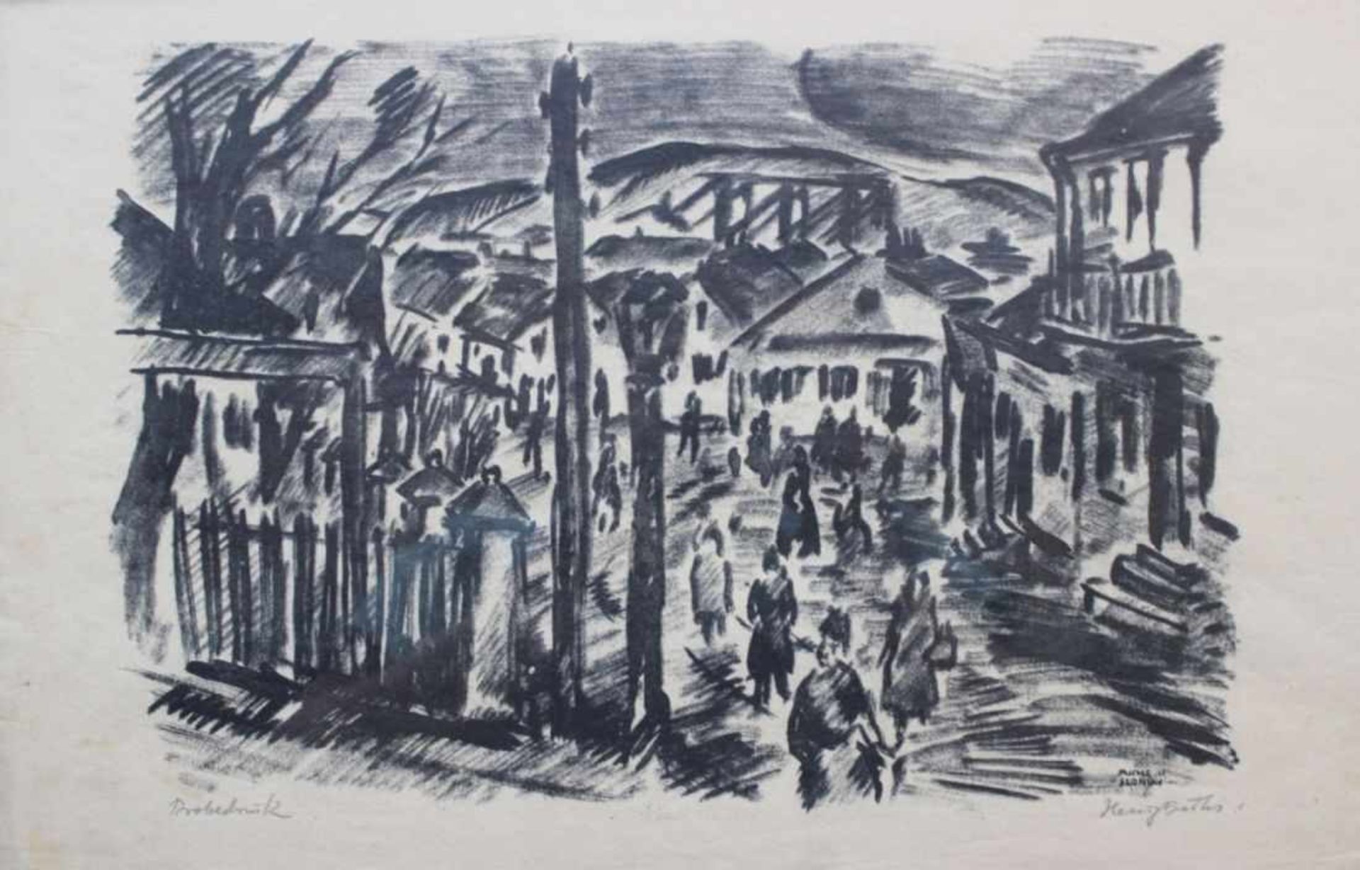 Lithographie - Heinz Fuchs (1886 Berlin 1961) "Slonim (Posen)", r.u. Bleistiftsignatur und bez.