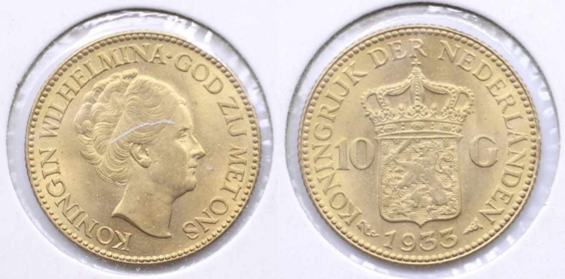 Goldmünze - Niederlande - 10 Gulden 1935, Königin Wilhelmine von Niederlande, ca. 7,98 Gramm