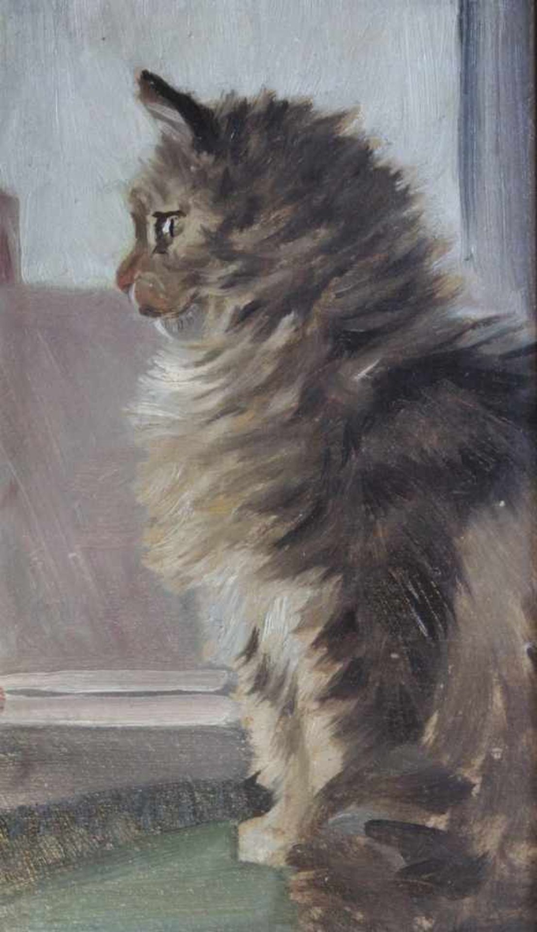 Gemälde - Benno Kögl attr. (1892 Greding - 1973 München) "Sitzende Katze", Öl auf Pappe,