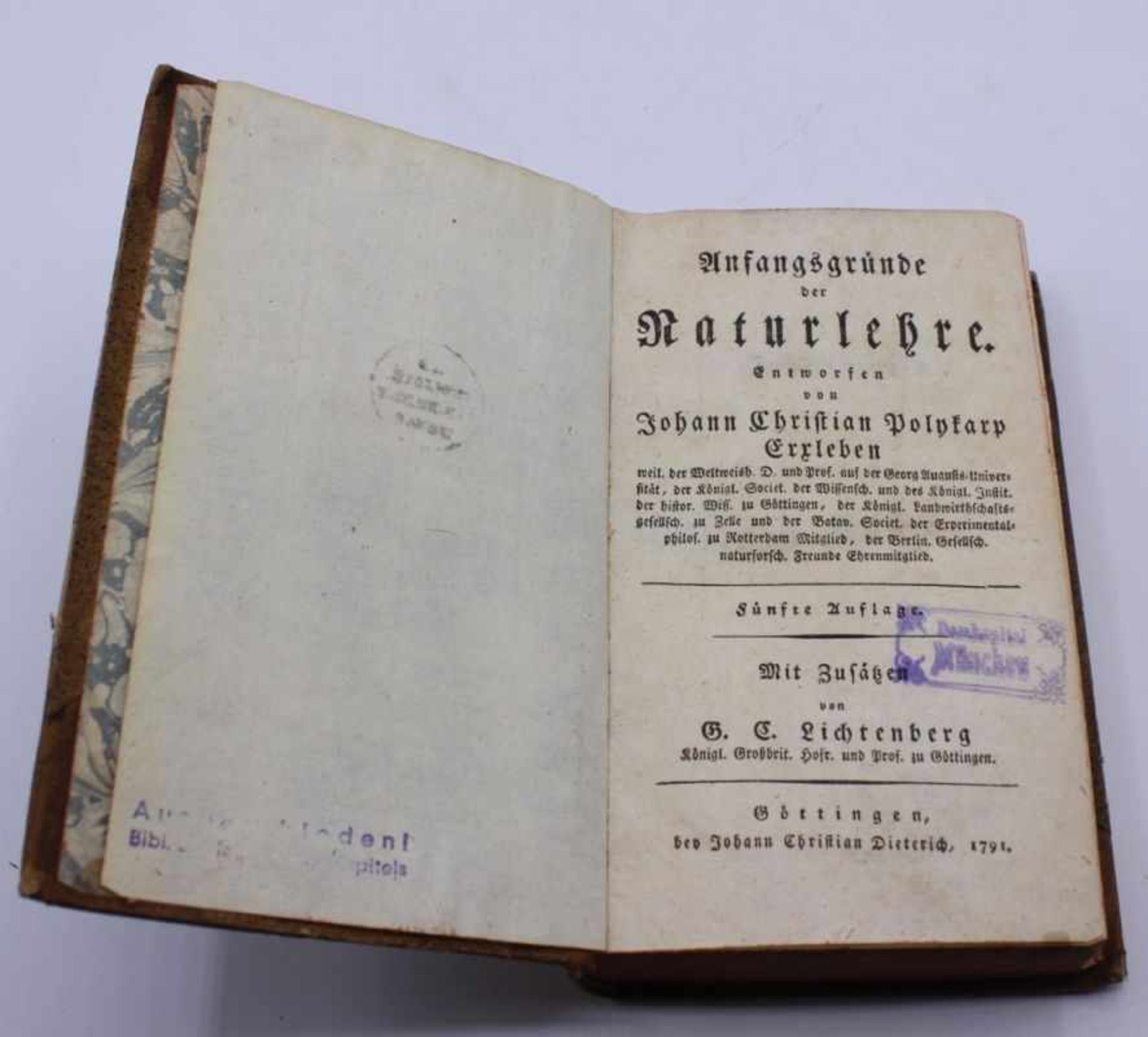 Buch - Johann Christian Erxleben (1744 Quedlinburg - 1777 Göttingen) Anfangsgründe der