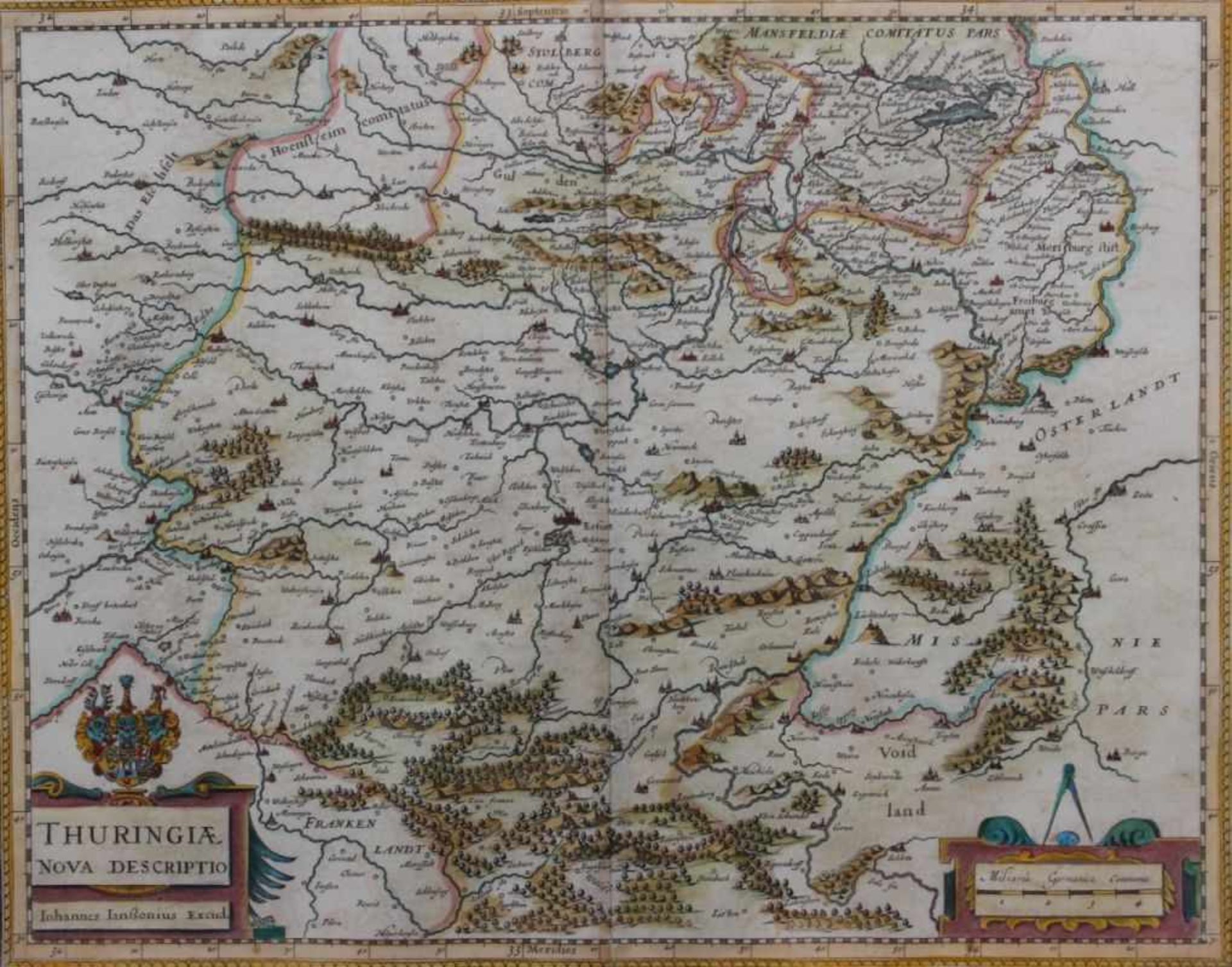 Landkarte Thüringen - Johannes Janssonius (1588 Arnhem - 1664 Amsterdam) "Thuringiae Nova