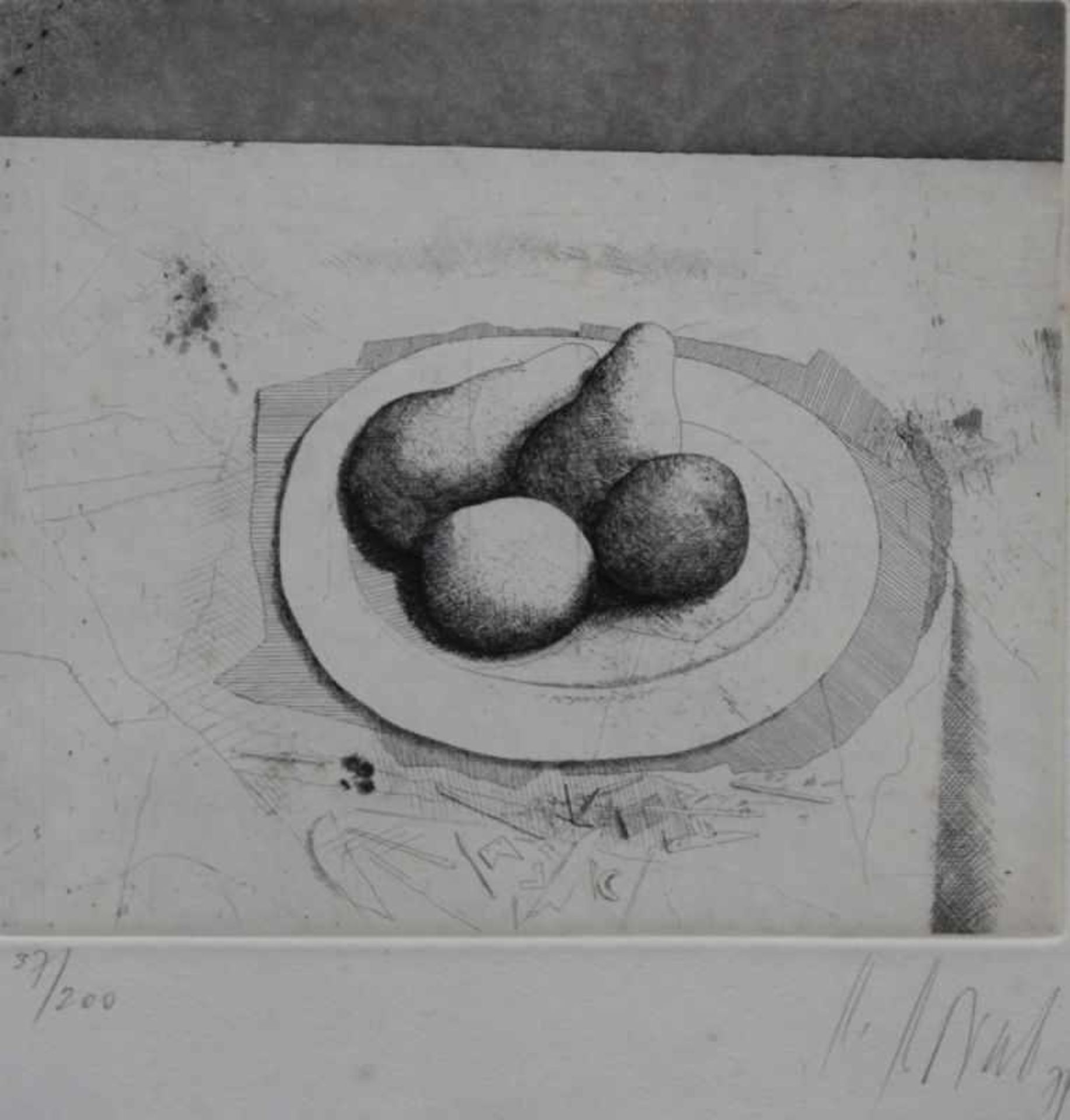 Radierung - Karl Korab (1937 Falkenstein / Niederösterreich) "Stillleben mit Obst", r.u.