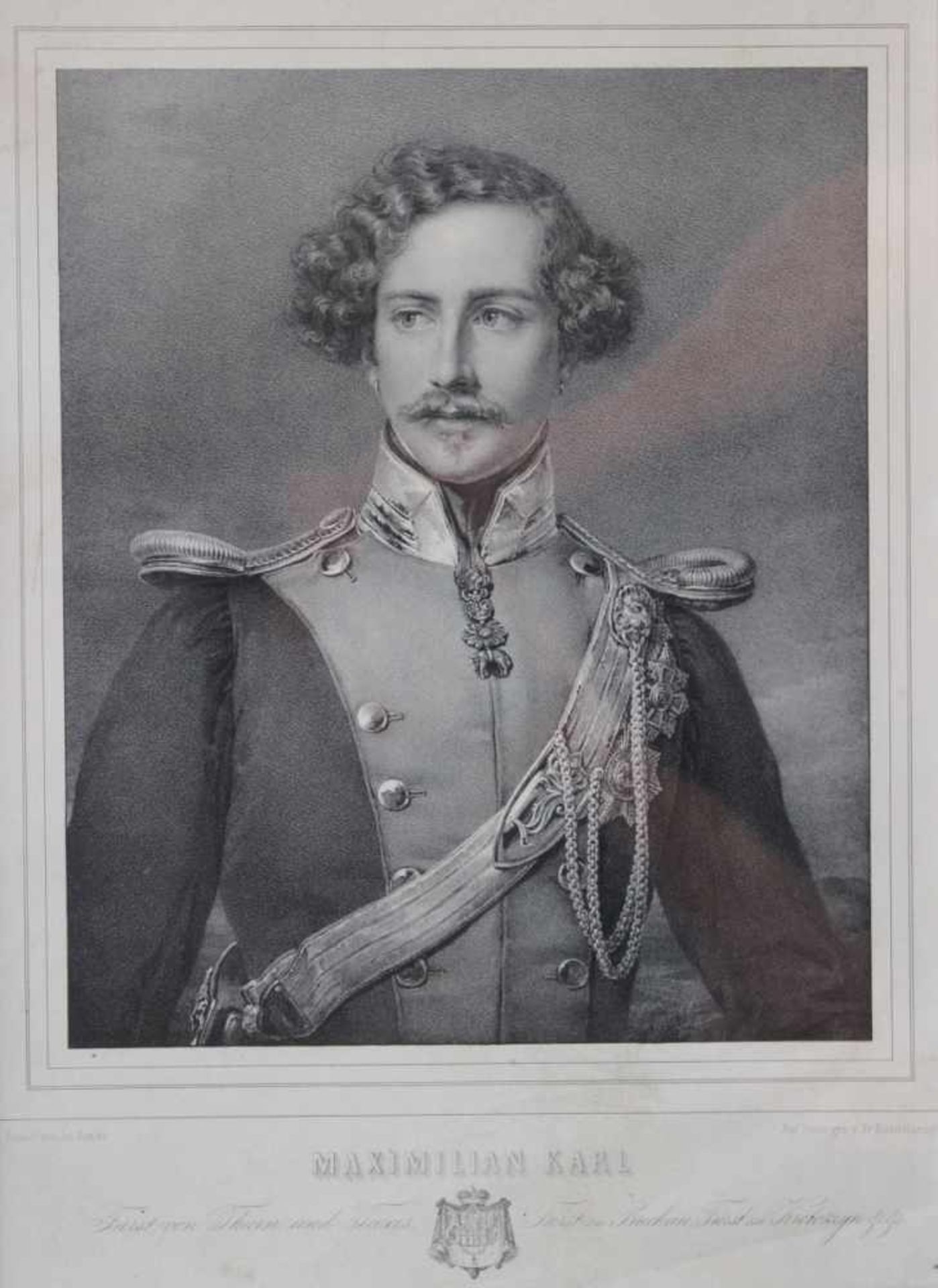 Lithographie um 1850 "Maximilian Karl Fürst von Thurn und Taxis Fürst zu Buchau , Fürst zu
