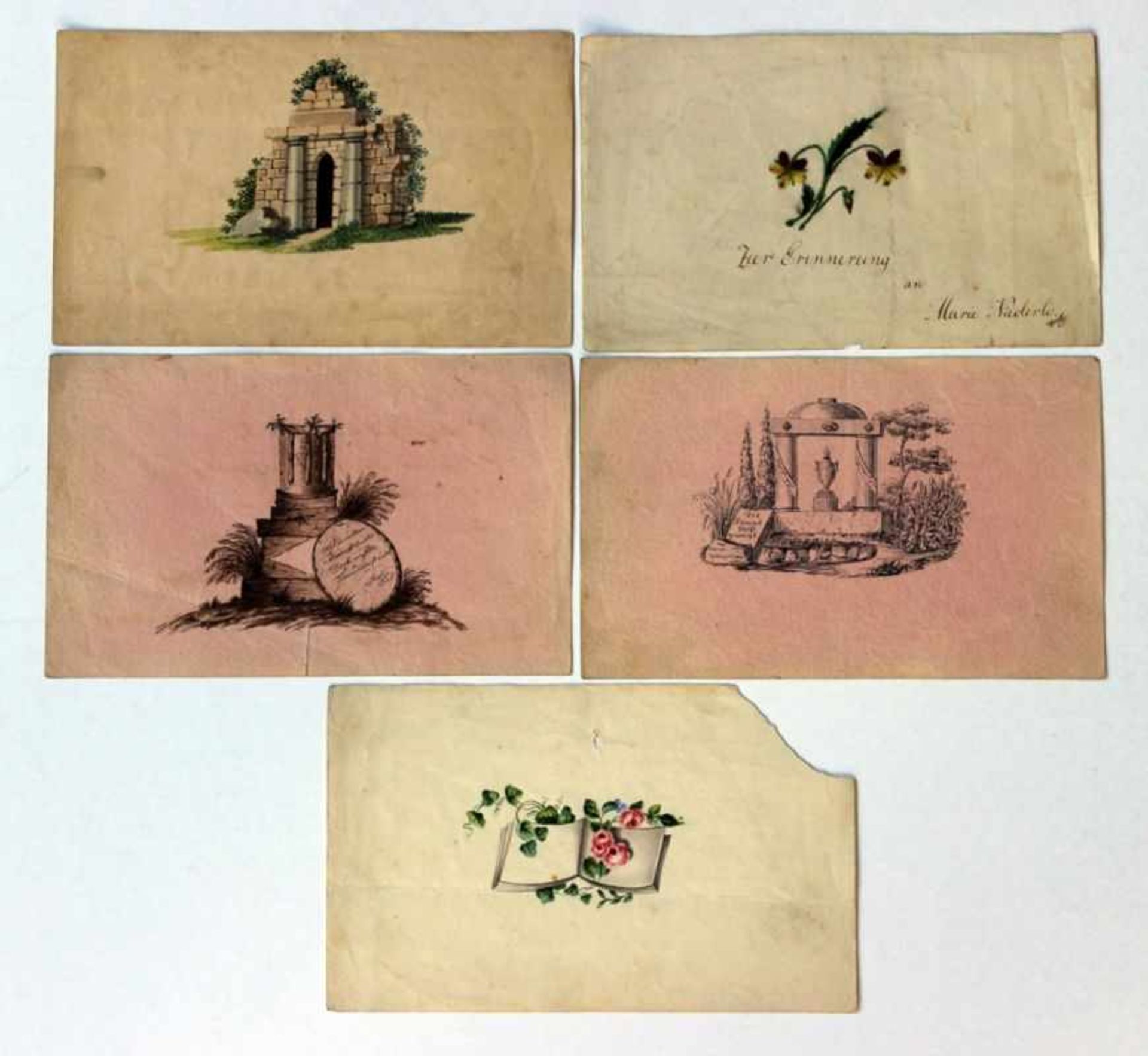 Lot Gratulations-/Freundschaftskarten - Biedermeier 1.H.19.Jahrhundert verschiedene Motive,