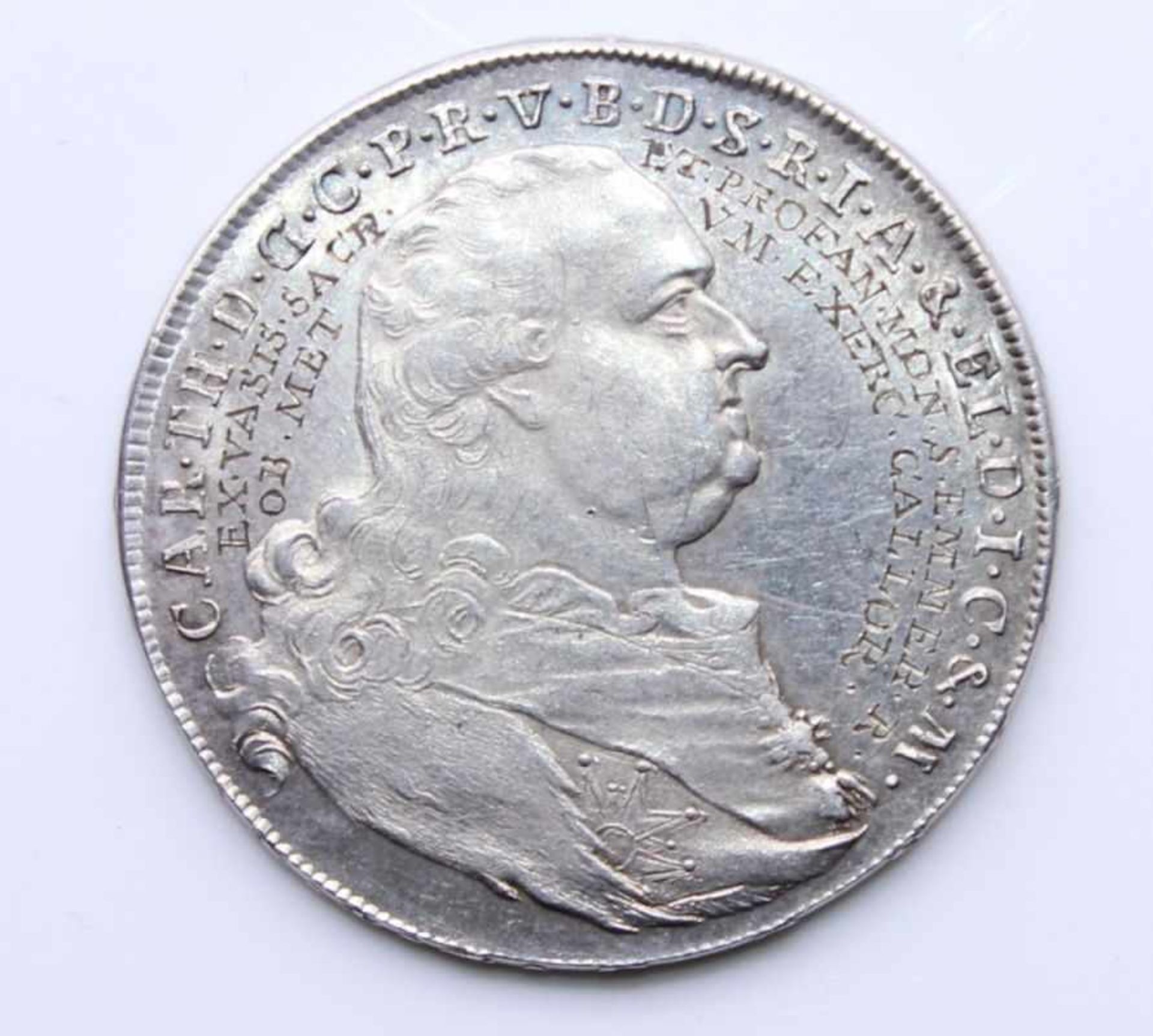 Seltene Silbermünze, Anno 1796 M.AVG. Taler v. 1796, sog. Sautaler, Carl Theodor Brustbild, RS