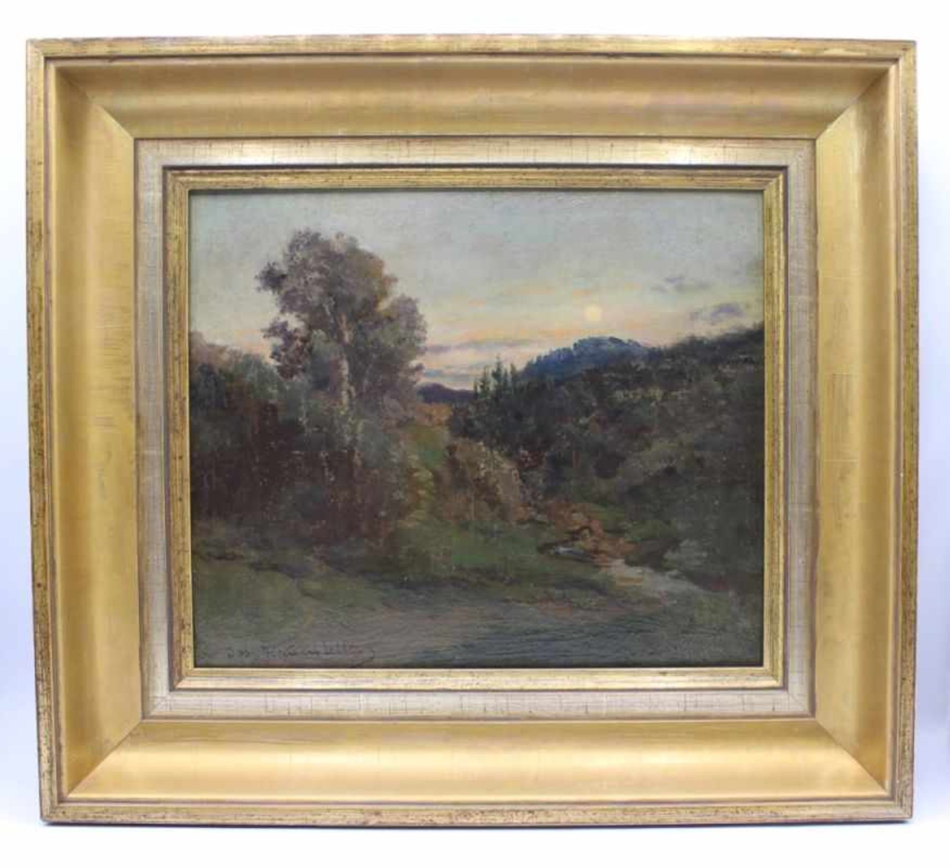 Gemälde - Joseph HAUNSTETTER (1858 München 1944) "Mondlandschaft", l.u. signiert, Öl auf Pappe, Maße