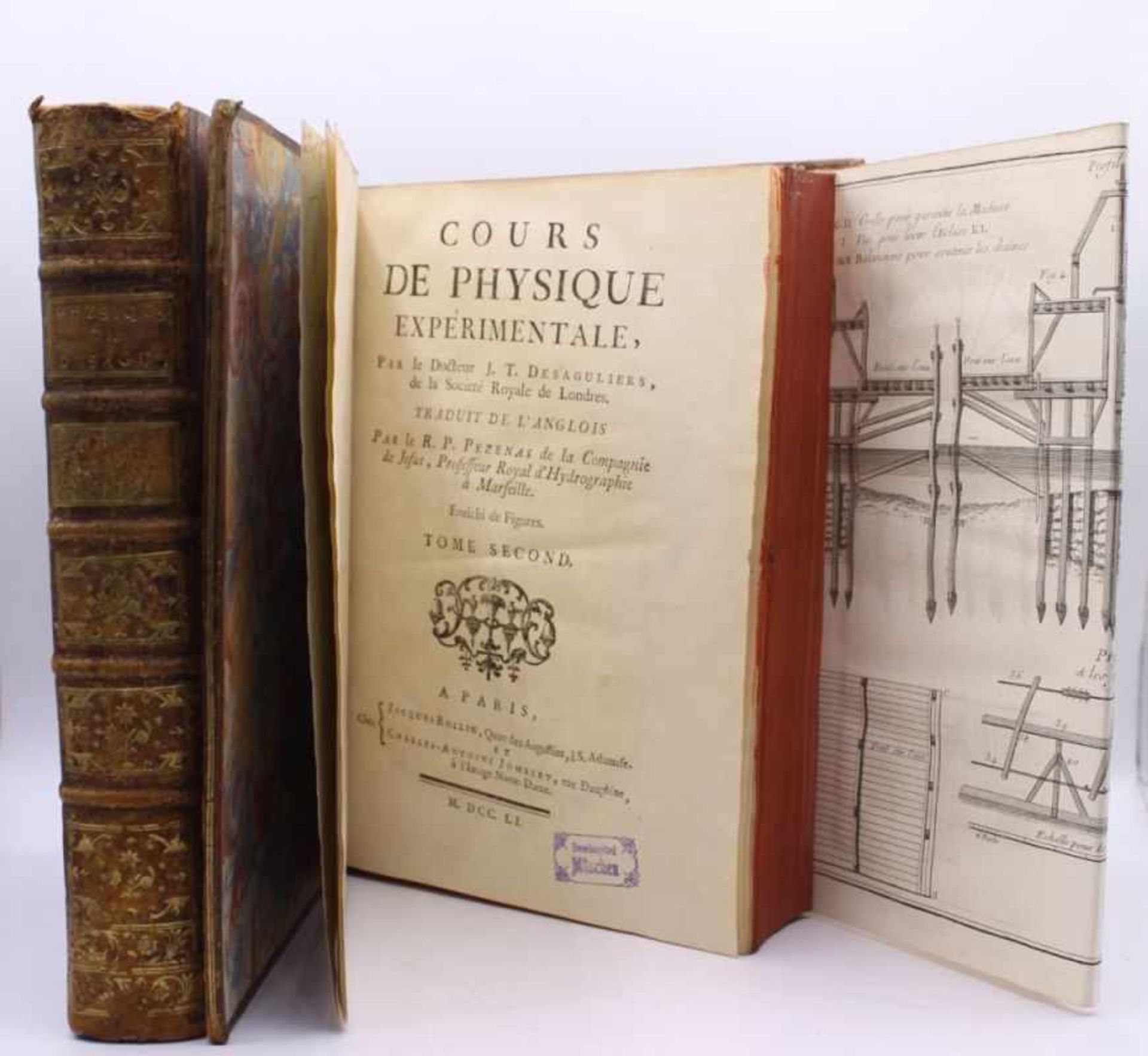 2 Bücher - Jean-Théophile Désaguliers (1683 La Rochelle -1744 Covent Garden England) "'Cours De