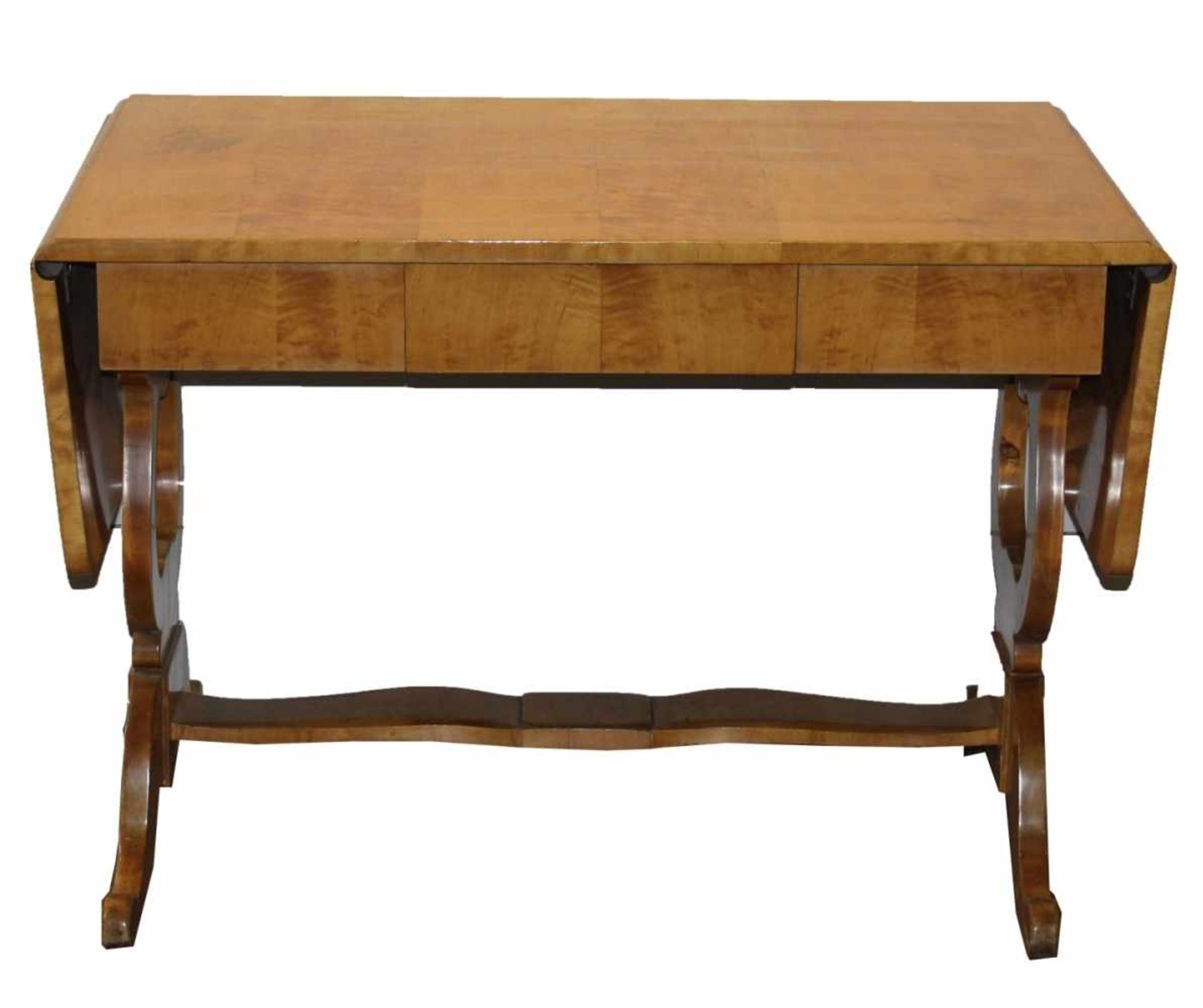 Biedermeier Schreibtisch - norddeutsch 19.Jahrhundert Birke furniert, rechteckige Platte,