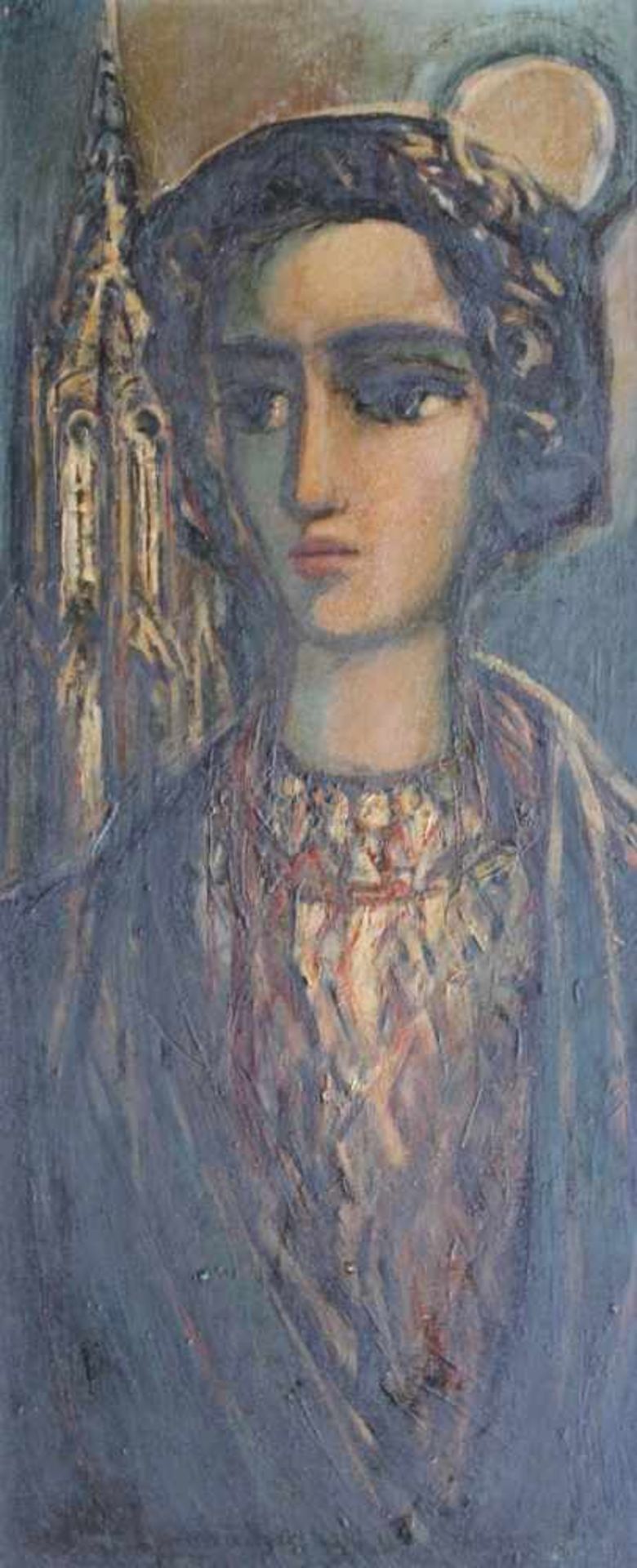 Gemälde - Alfons Maria Bauer (1912 Arrach bei Falkenstein) " Damenbildnis vor Dom ", r.u.signiert