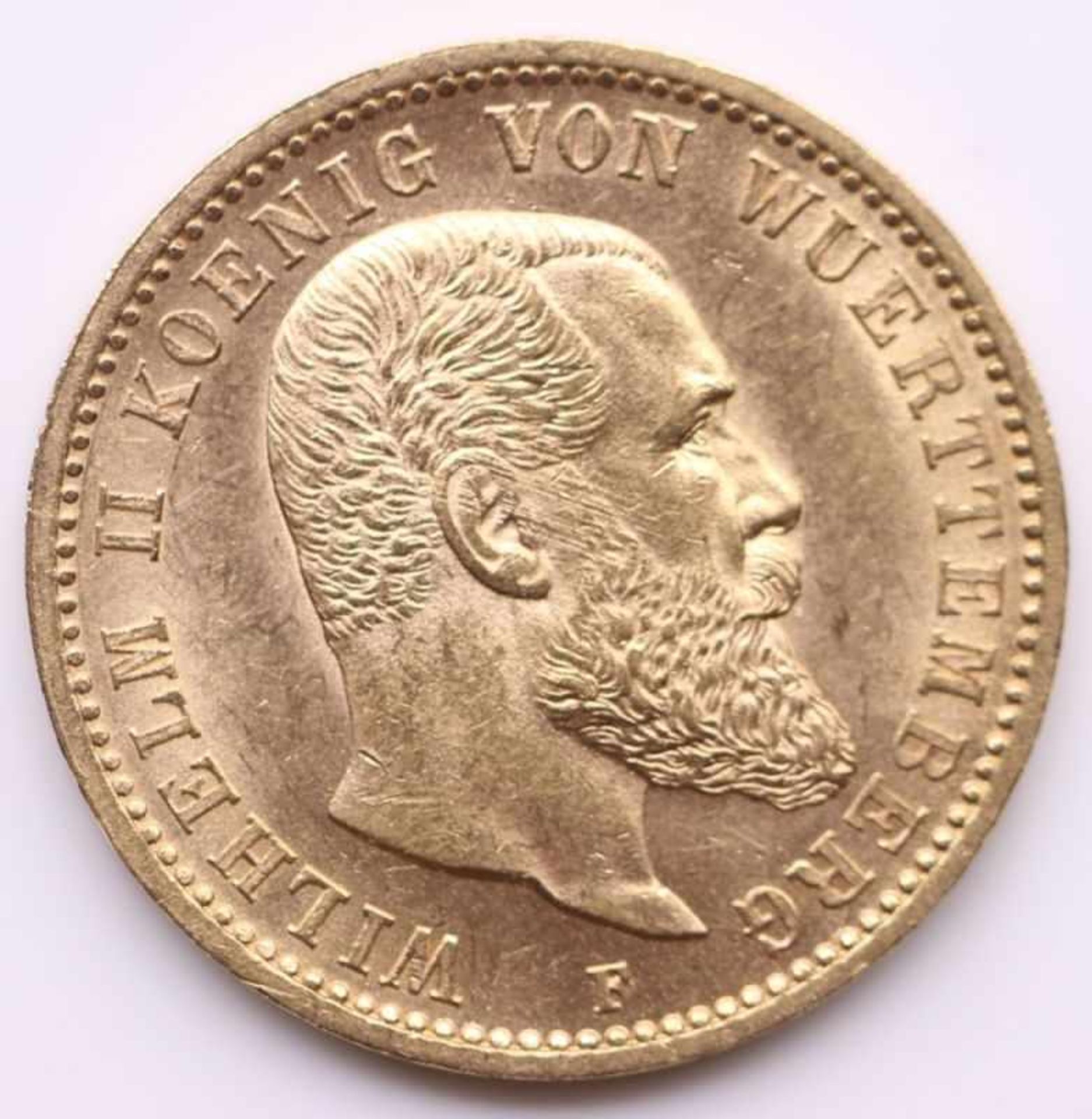 Goldmünze - 20 Mark Deutsches Reich 1900 F, Wilhelm II. König von Württemberg, 7,96 Gramm
