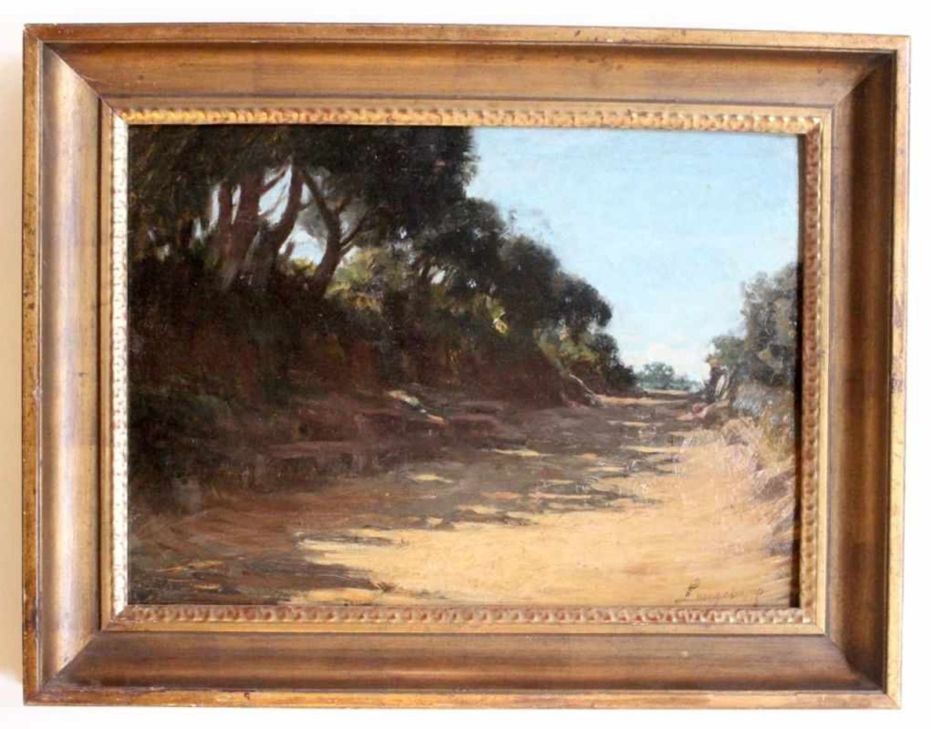 Gemälde - Charles Longchamp (1841 -1898 Schweiz) "Landschaft", r.u. signiert, Öl auf Platte,