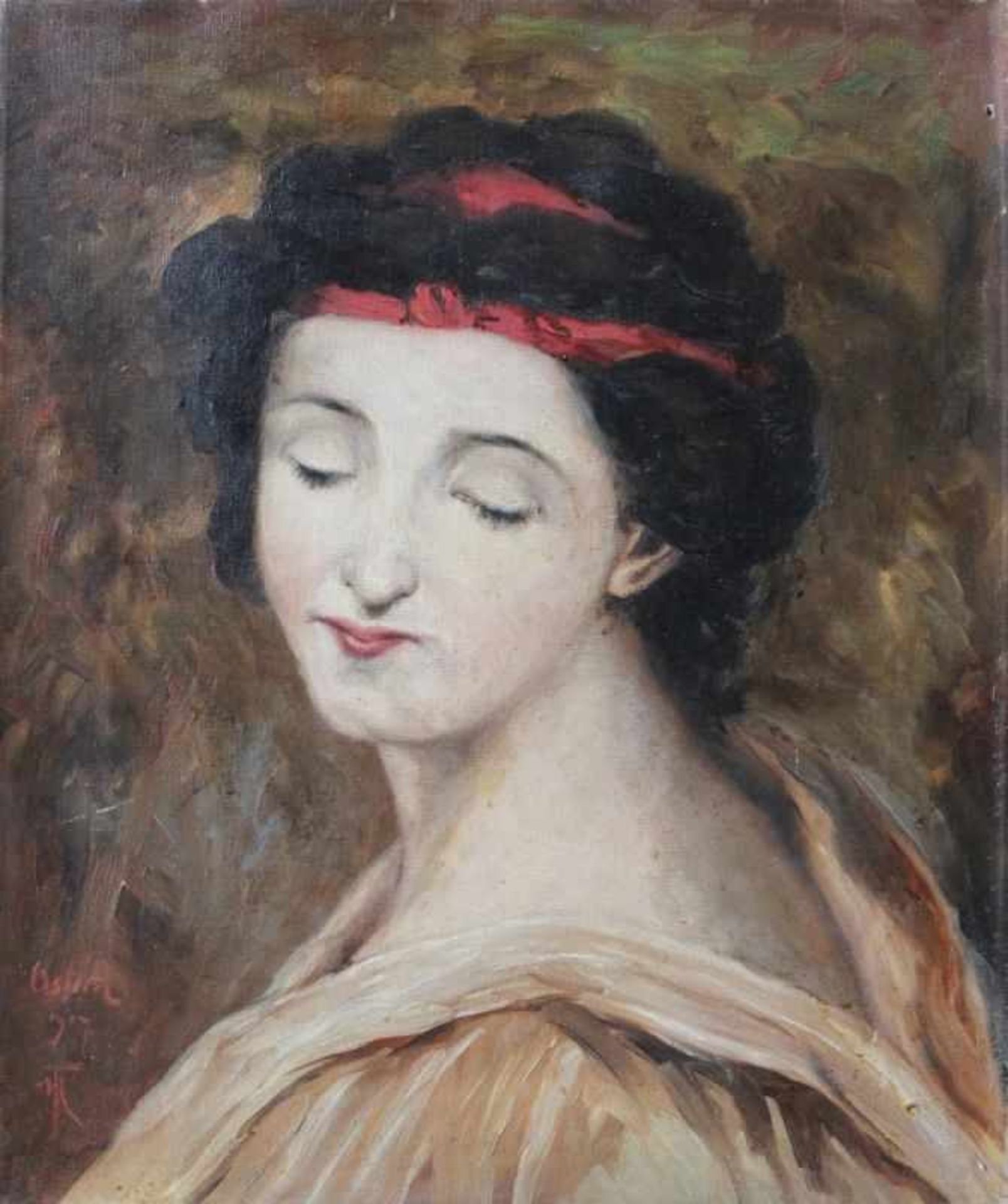 Gemälde - Monogrammist (19./20.Jahrhundert) "Damenbildnis", undeutlich ligiert monogrammiert FH o.