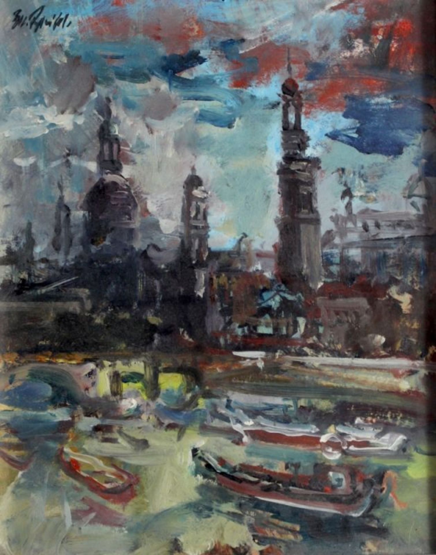 Gemälde - Rupert Preissl (1925 Eitlbrunn bei Regensburg - 2003) "Dresden", l.o. signiert, 1973, Öl