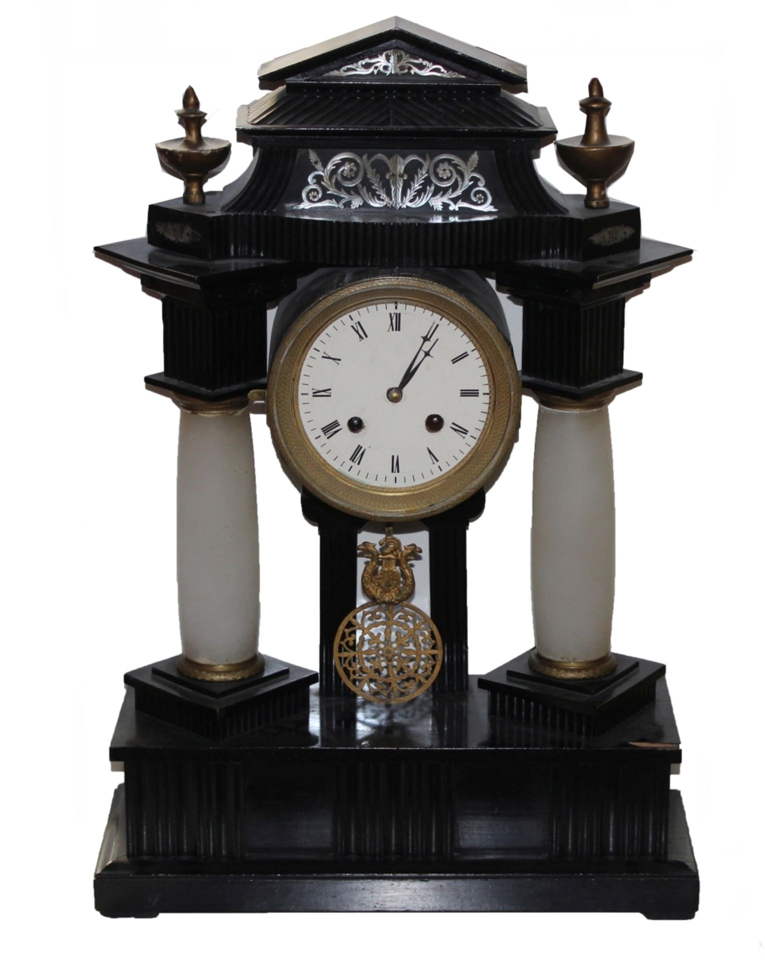 Uhrengehäuse - Biedermeier 19.Jahrhundert wohl Österreich, Holzgehäuse, architektonischer Aufbau mit