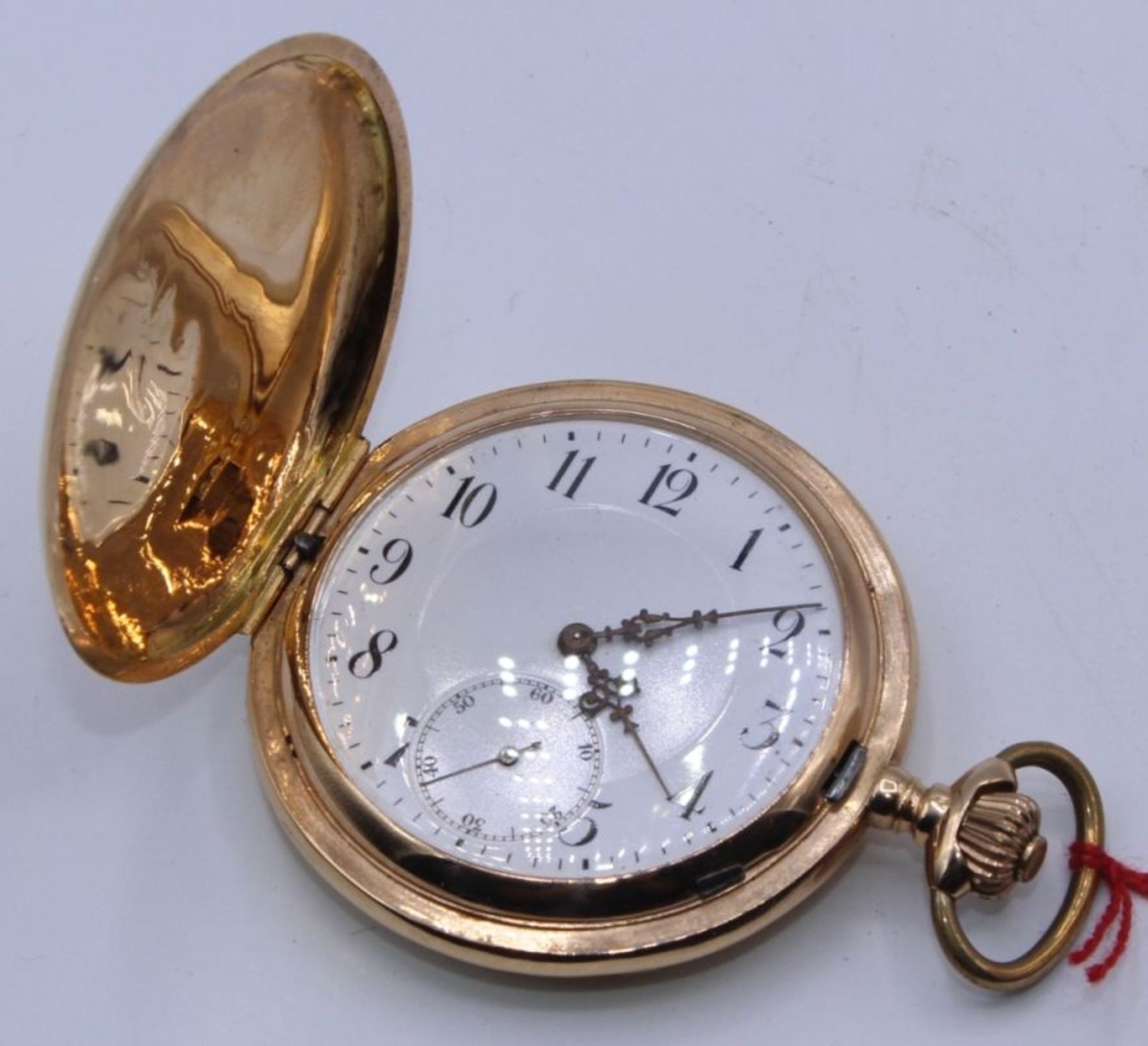 Goldene Sprungdeckeltaschenuhr Gehäuse und alle Deckel No. 28200 Rosegold gest.750, Marke M.B&Co.,