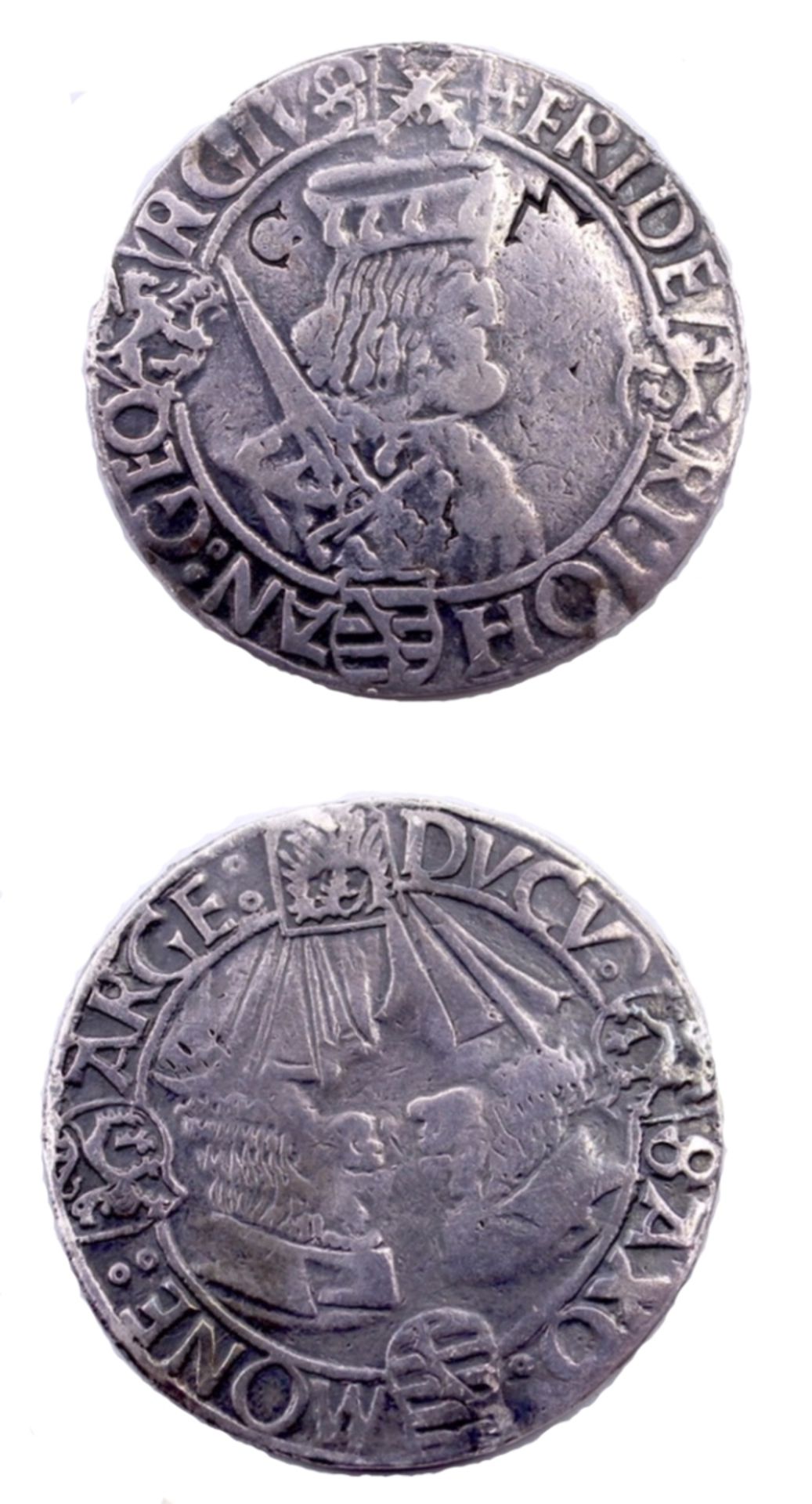 Klappmützentaler / Guldengroschen, Sachsen 1.H.16.Jahrhundert Vorderseite Friedrich III, Brustbild