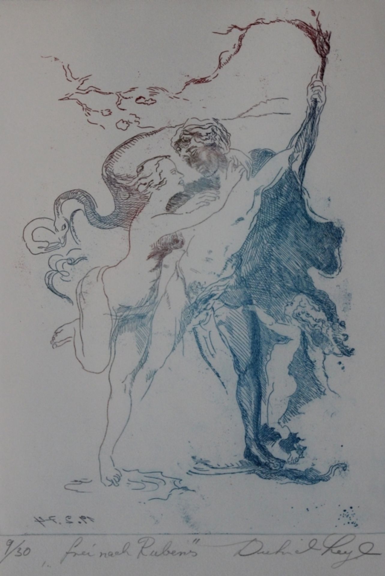 Farbradierung - Dietrich Leyh (1942) "frei nach Rubens", r.u. Bleistiftsignatur, Nr. 9/30,