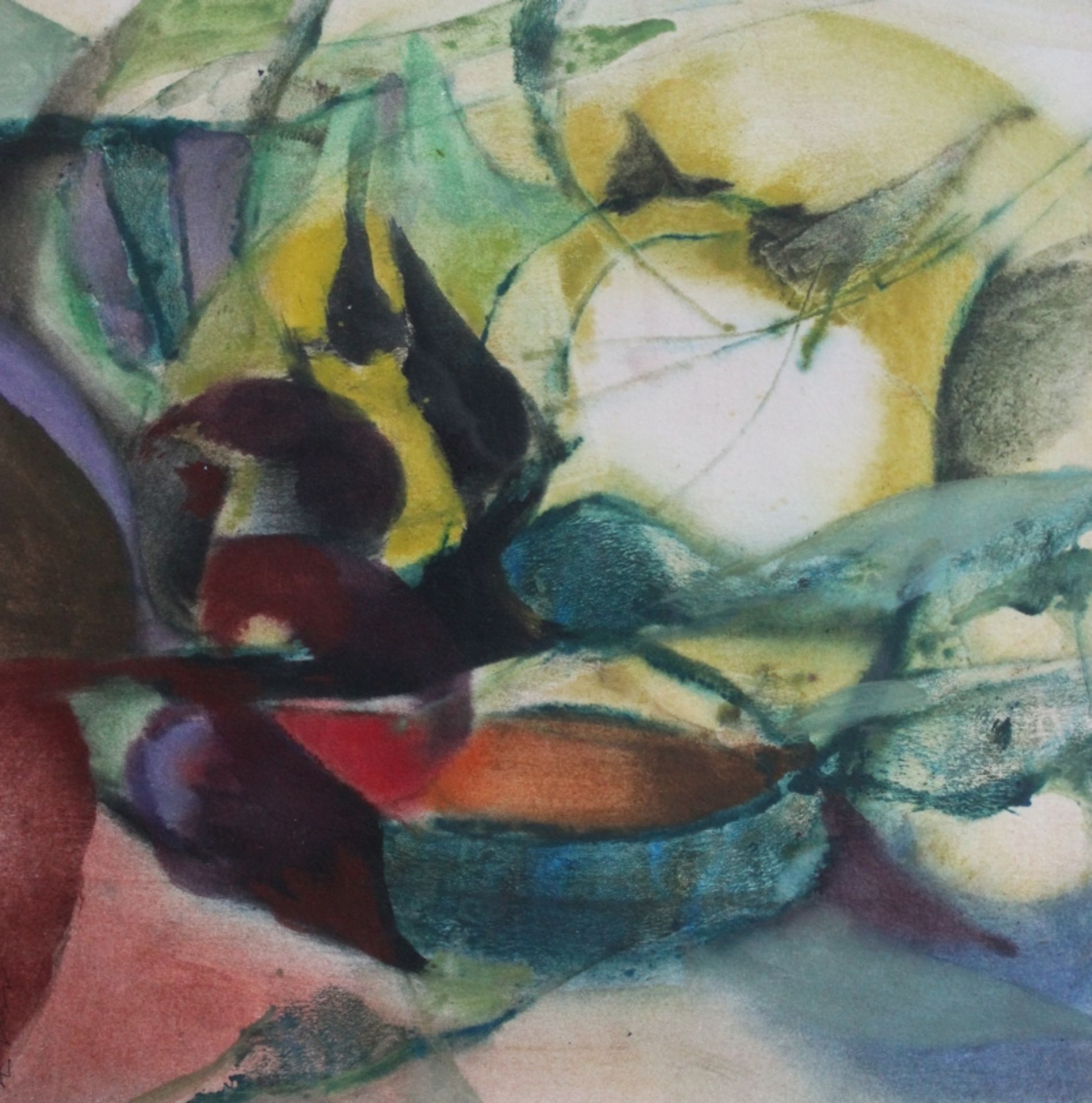 Aquarell - Willi Ulfig (1910 Breslau - 4.2.1983 Regensburg) "Moderne Landschaft", r.u. signiert