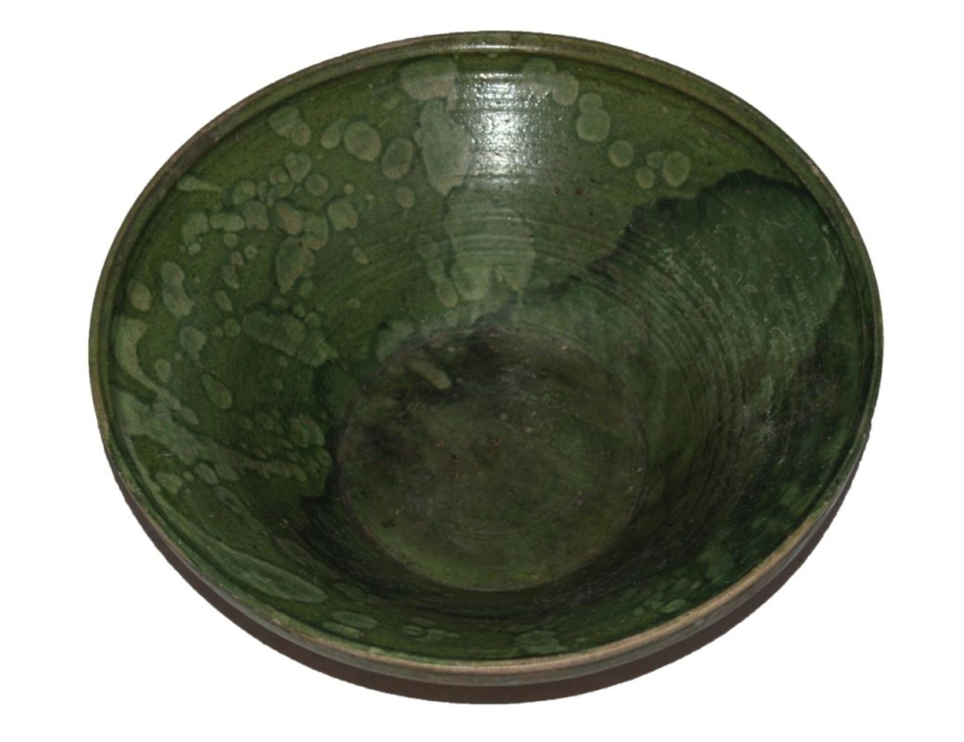 Alte Hafnerware - Gmunden große runde Schale glasiert und grün staffiert, d.= ca. 42 cm