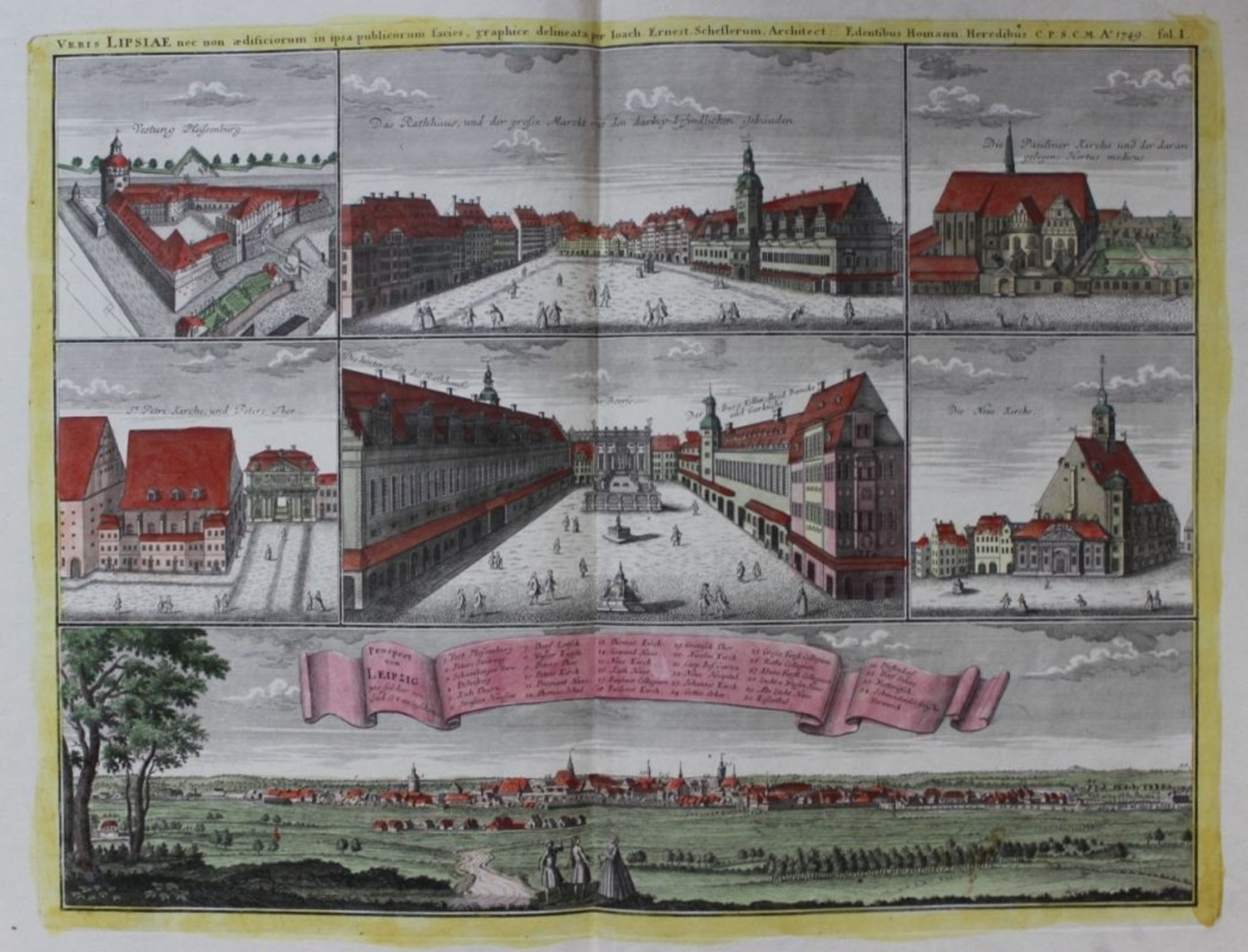 Kupferstich - Joachim E. Scheffler -Edentibus Homann Heredibus C. P. S. C. M. A. 1749. "Leipzig -