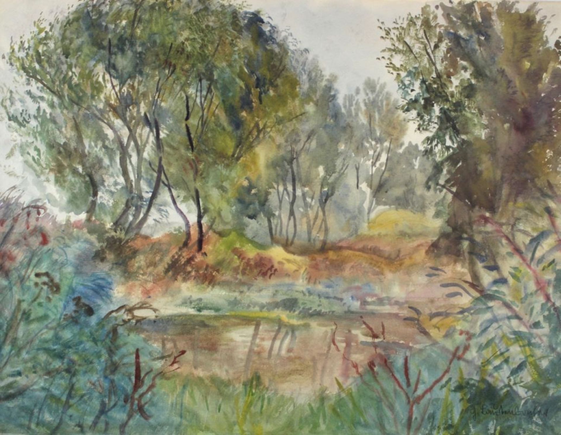 Aquarell - Guntram Lautenbacher (1895 Schwabmünchen - .1973 Regensburg) "Waldstück", r.u.