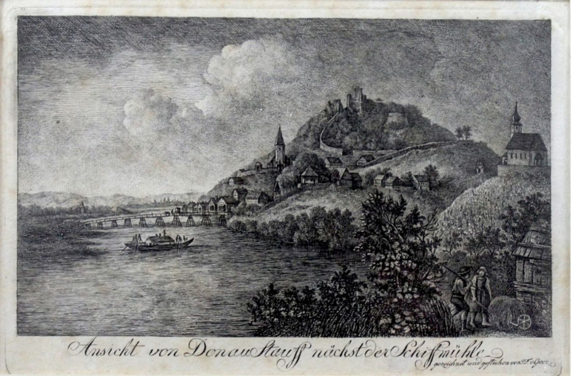 Radierung - Joseph Franz Frh. VON GOEZ (1754 Hermannstadt -1815 Regensburg) "Ansicht von