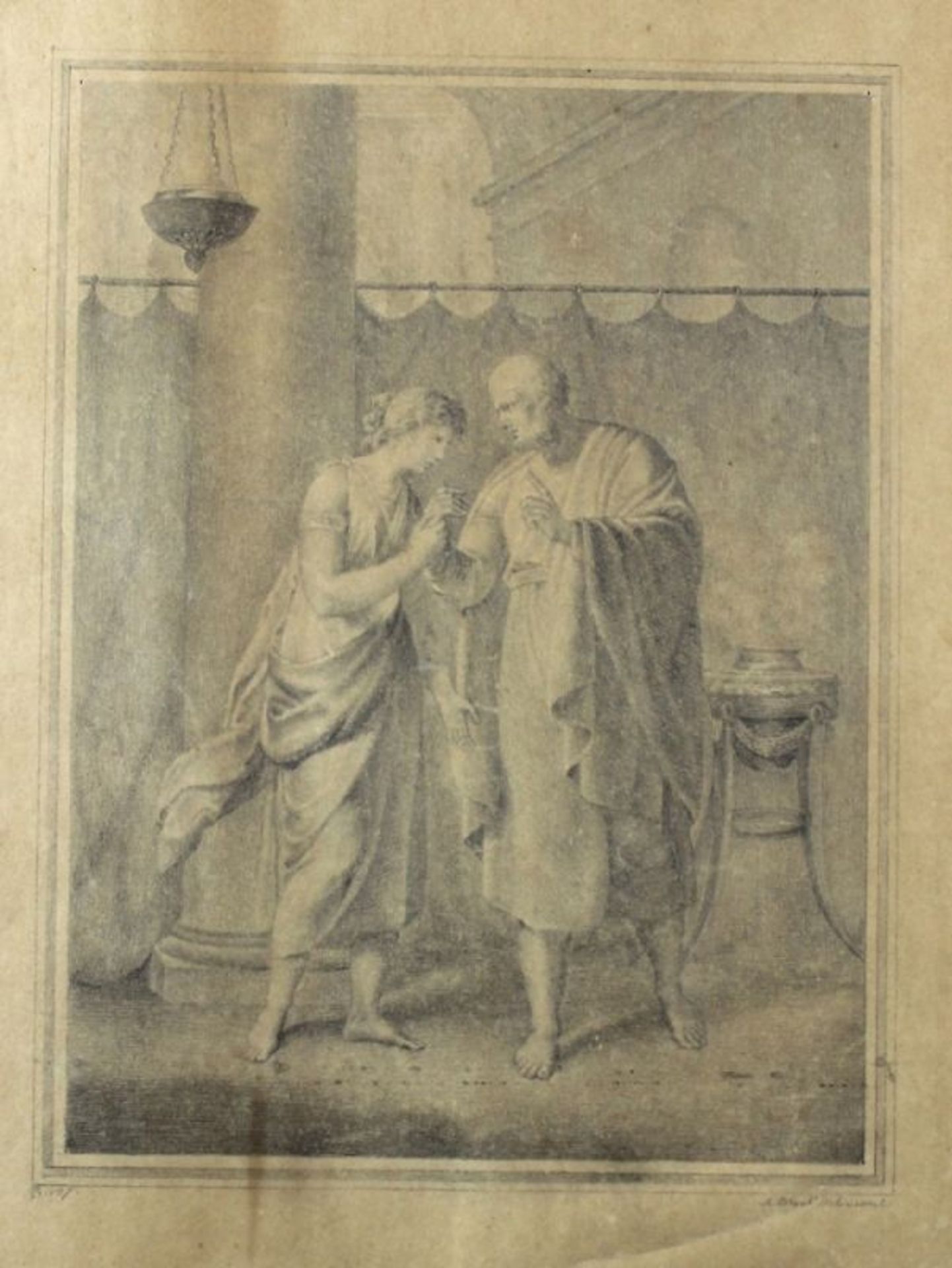Zeichnung - A. Blank (19.Jahrhundert) "Antike Szene", r.u. signiert, datiert 1837, evtl.