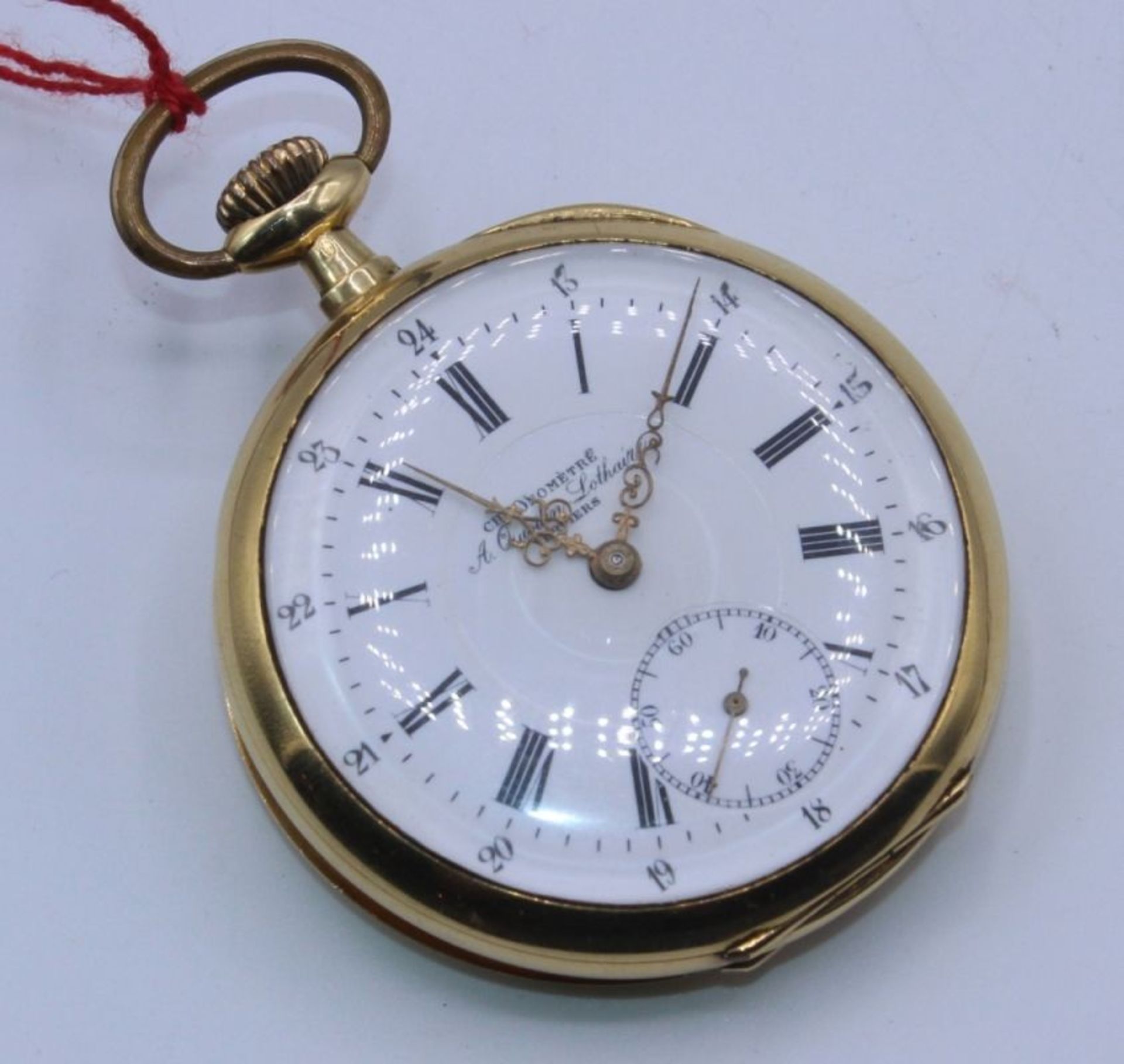 Goldene offene Herrentaschenuhr Gehäuse und 1 Deckel Gelbgold gest. 18 K, No. 189183, Chronometre A.