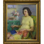 Russian School (20th century), Portrait of a Lady Reading in an Interior