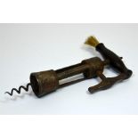 An early 19th century corkscrew with rosewood handle, 'G Twiggs patent'