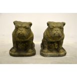 A pair of garden statue British Bulldog ornaments, made from West Country stone