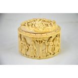 λ An Indian carved ivory box, early 20th century. Height 9cm.