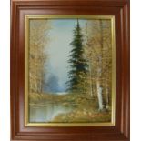 Two European landscape paintings, oil on canvas, framed (2)