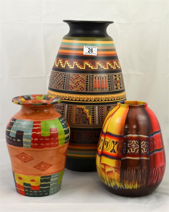 Three Peruvian ceramic vases