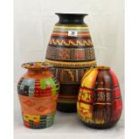 Three Peruvian ceramic vases