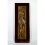 A bronze sculpted plaque of a maiden, signed F. Barbedienne