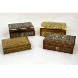 Four Indian inlaid wooden boxes