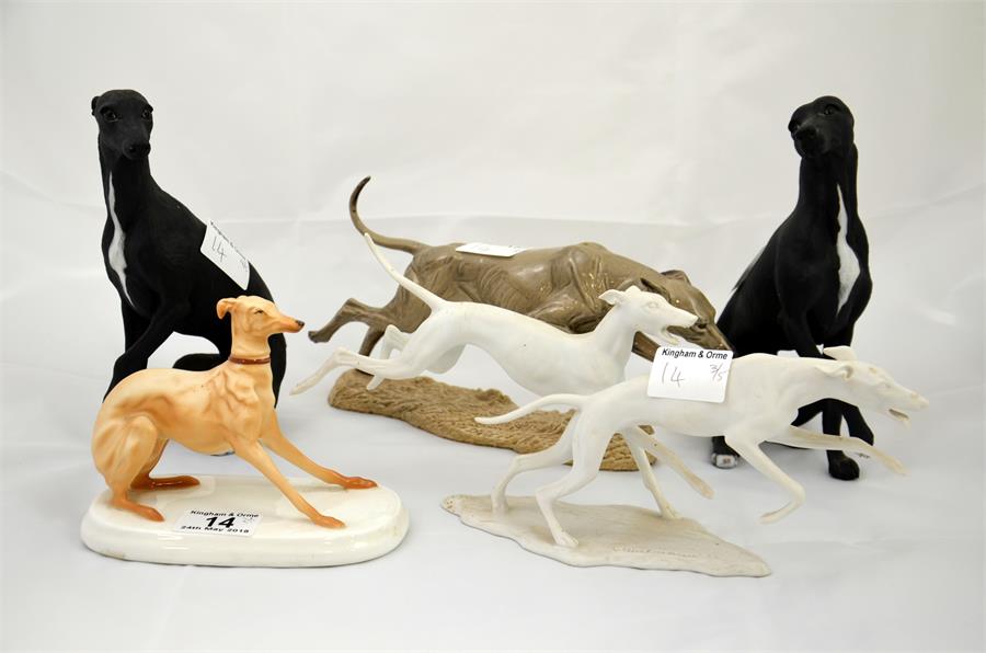 A group of five models of lurchers