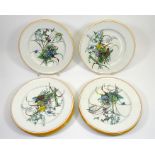 A set of twelve Copeland plates, painted and printed with botanical designs