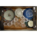 A mixed tray lot, glass & pottery