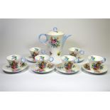 A Shelley floral spray Oxford shape part coffee service