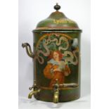 A Lyons Tea House urn, with brass and wooden handles and a ceramic liner