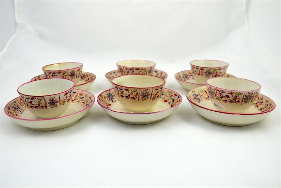 Twelve late 18th century New Hall tea bowls and saucers